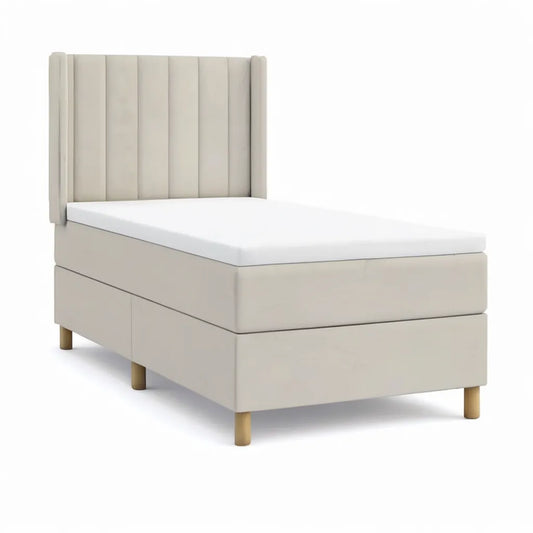Łóżko boxspring jedno siedzenie 90 x 200 cm z deską w beżowym poliestrze