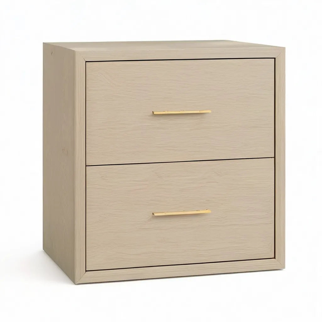 Szafka nocna, Prostokątna deska boczna 2 szuflady z laminowanym efektem MDF dębu beżowego 50 x 40 x 60 cm