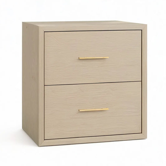 Szafka nocna, Prostokątna deska boczna 2 szuflady z laminowanym efektem MDF dębu beżowego 50 x 40 x 60 cm