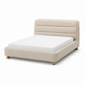 Łóżko podwójne z wyściełaną deską w kształcie poliestrowego beżu 160 x 200 cm
