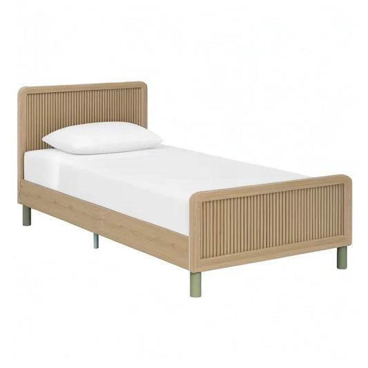 Łóżko, Ono-miejsce łóżko ramka 90 x 190 cm w lekkim dębowym MDF z wyszczuplony głowa i łóżko nóżka