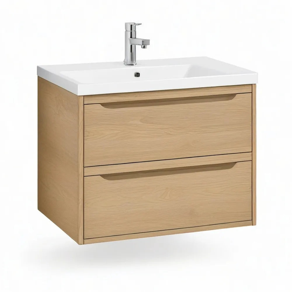 Szafka pod zlewem 80 x 45 x 55 cm lekki dąb z 2 szufladami i powłoką melaminową