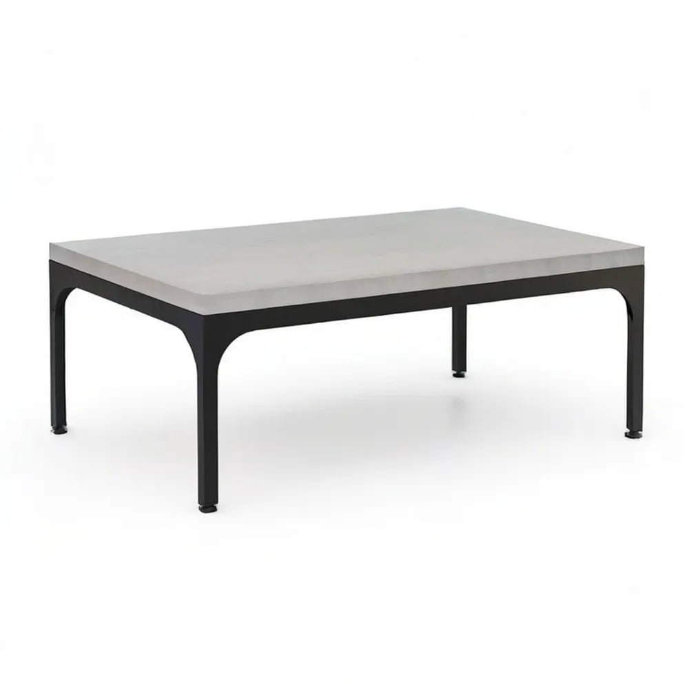 Stolik kawowy, Stół do kawy 120 x 60 x 40 cm z betonowym stołem optycznym i czarną metalową ramą