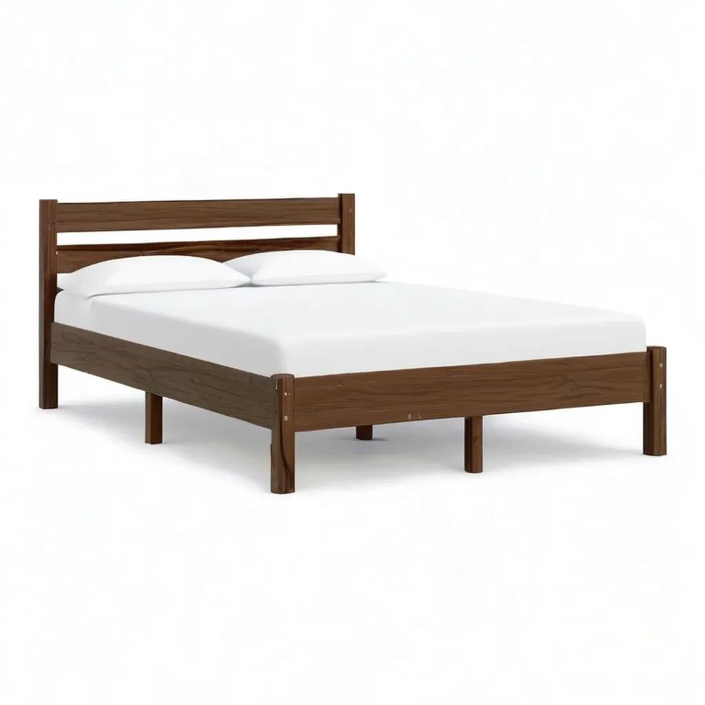 Łóżko z litego drewna Podwójne łóżko 160 x 200 cm drewno sosnowe ciemnobrązowe z deską i footboard