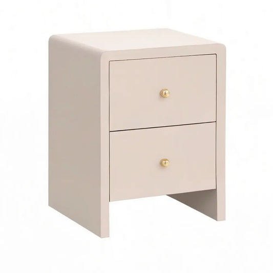Szafka nocna, Beżowy stół nocny z 2 szufladami w MDF 45 x 40 x 55 cm