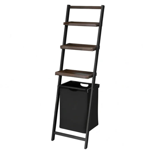 Koszyk na schody z 3 półkami 45 x 35 x 170 cm MDF i czarny brązowy prostokątny poliester