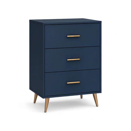 Szafka nocna, 3 szuflady w kolorze czarnym MDF 60 x 40 x 90 cm ze złotymi nogami