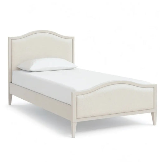 Łóżko, One- fotela ramy 90 x 190 cm w MDF i beżowy poliester z zakrzywioną głową i footboard