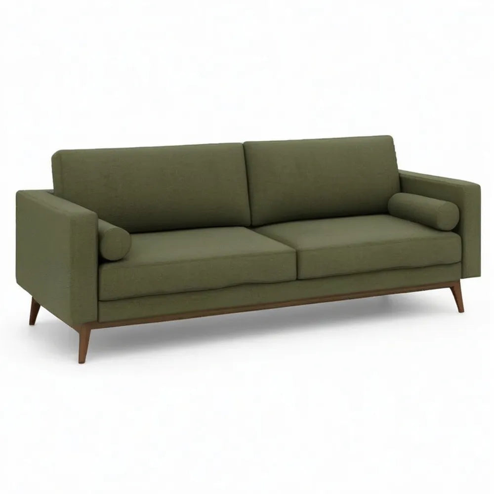 Sofa 3-osobowa tkanina kanapa zielona z podłokietnikami 220 x 90 x 85 cm