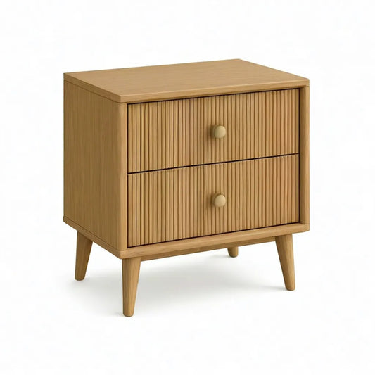 Szafka nocna, Stół do spania 2 szuflady z naturalnego dębu MDF 45 x 40 x 60 cm