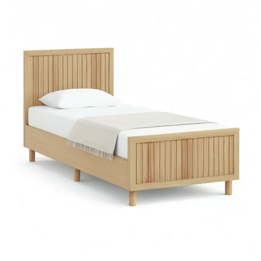 Łóżko pojedyncze z ramą pościelową 90 x 190 cm MDF oprawione lekkim dębem prostokątnym