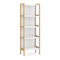Regał, Łóżka z 4 magazynami 60 x 30 x 180 cm z bambusa i MDF prostokątny naturalny biały